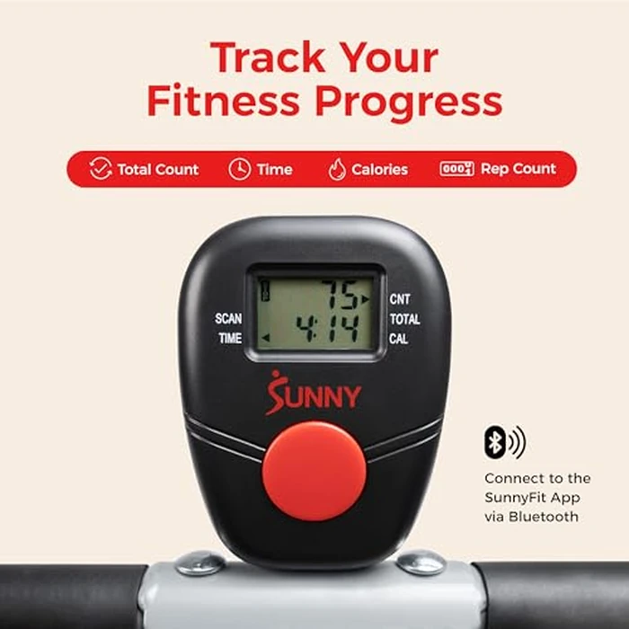 Sunny Health & Fitness Smart Upright Row-N-Ride Exerciser, Squat Assist Trainer for Glutes Workout with Adjustable Resistance, Easy Setup & Foldable, Glute & Leg Exercise Machine- NO. 077S by Sunny Health & Fitness - Image 8