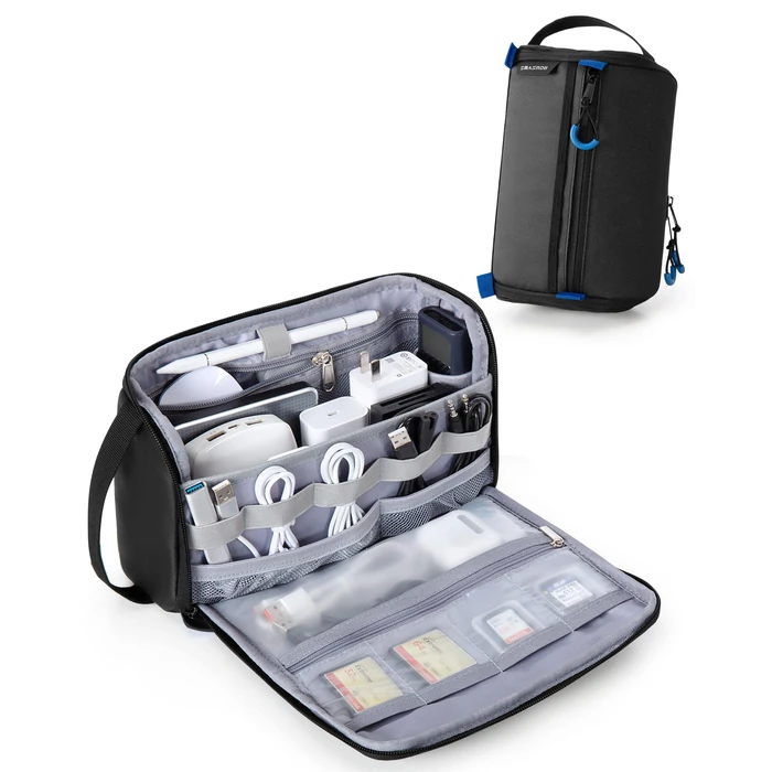 Smasrob Electronics Organizer Travel Case, Water Resistant Tech Bag Charger Pouch for Cord, Cable, Cards, Phone, Airpods, Black by Smasrob - Used - Very Good condition - US$38.79