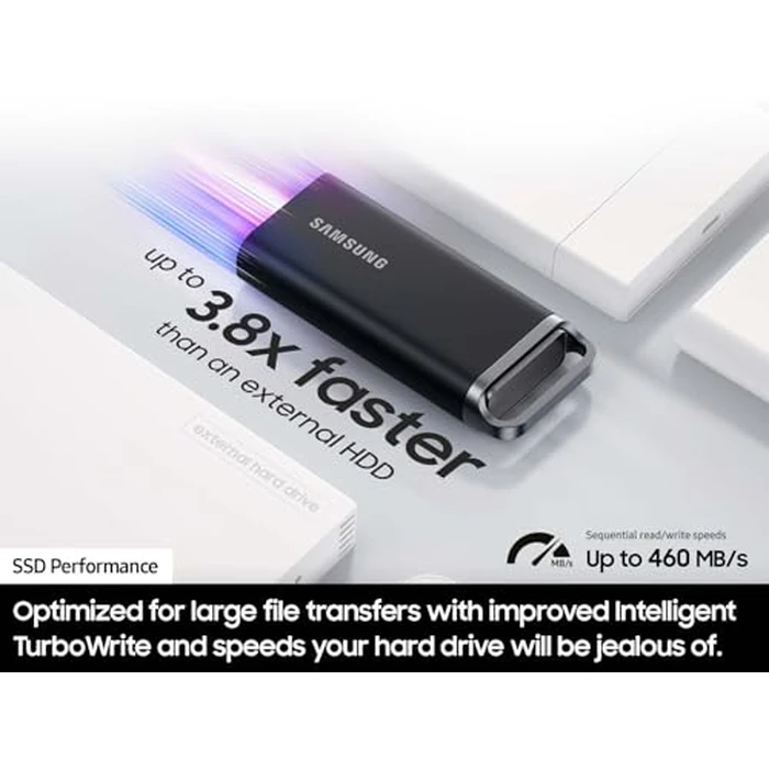 SAMSUNG T5 EVO Portable SSD 8TB, USB 3.2 Gen 1 External Solid State Drive, Seq. Read Speeds Up to 460MB/s for Gaming and Content Creation, MU-PH8T0S/AM, Black [Canada Version] by Samsung - Image 3