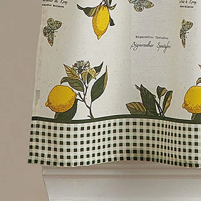 CHF Lemon Kitchen Curtains Tier and Valance Set 3-Piece Small Window Curtain Country Rustic Farmhouse Vintage Light Filtering, 28W x 36L Tier Pair, 56W x 14L Valance, Multi Yellow by CHF - Image 3