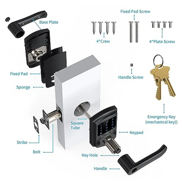 HIDALIFE Keyless Entry Door Lock with Keypad and Handle for Front Doors, Touchscreen Electronic Door Lock, Anti-peep Password, Auto-Locking, Matte Black by HIDALIFE - Used - Like New condition