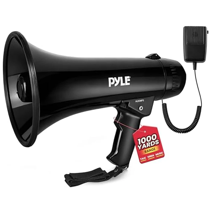 Pyle Megaphone Speaker PA Bullhorn - Built-in Siren 40 Watts Adjustable Vol Control & 1000 Yard Range - Football Soccer Baseball Hockey Basketball Cheerleading Fans Coaches & Safety Drills - PMP43IN by Pyle - Used - Acceptable condition