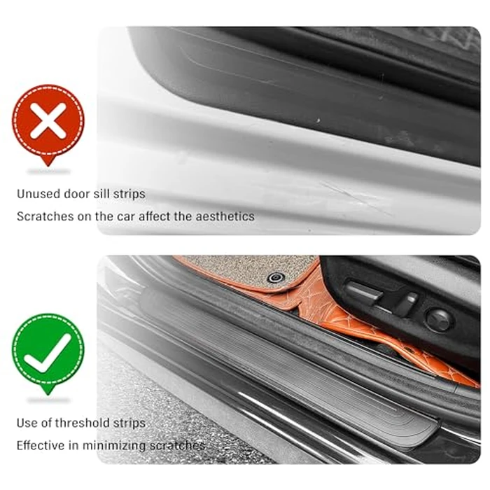 4PCS Car Door Sill Protector,Anti-Scratch & Waterproof Car Door Sills Scratch Protection,Universal Car Exterior Accessories Automotive Door Entry Guard for Car,Truck,SUV (Black, Width 2.36") by KIFIDAN - Image 3