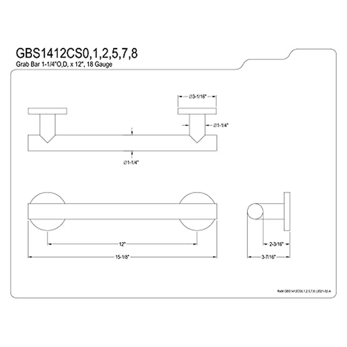 Kingston Brass GBS1412CS5 Berwyn 12-Inch x 1-1/4-Inch O.D. Stainless Steel Grab Bar in Oil Rubbed Bronze by Kingston Brass - Image 4