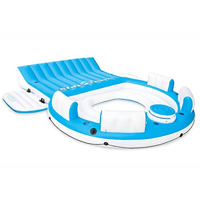 Intex 56299EP 145 x 125 x 20 Inch Splash N Chill Inflatable Lake and Pool Relaxation Island Lounger Seat for up to 7 Adults, Blue and White by Intex - Used - Like New condition