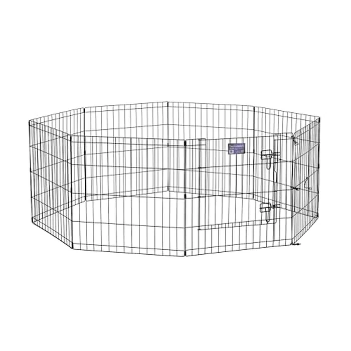 MidWest Foldable Metal Dog Exercise Pen / Pet Playpen, Black w/ door, 24 inch W x 24 inch H, 1-Year Manufacturer's Warranty by MidWest Homes for Pets - Used - Good condition