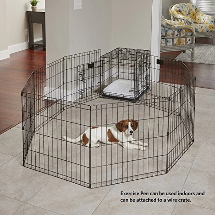 MidWest Foldable Metal Dog Exercise Pen / Pet Playpen, Black w/ door, 24 inch W x 24 inch H, 1-Year Manufacturer's Warranty by MidWest Homes for Pets - Image 4