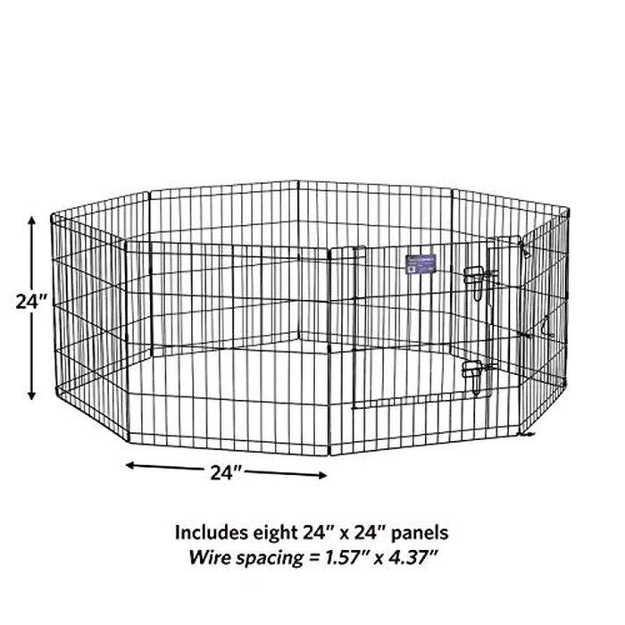 MidWest Foldable Metal Dog Exercise Pen / Pet Playpen, Black w/ door, 24 inch W x 24 inch H, 1-Year Manufacturer's Warranty by MidWest Homes for Pets - Image 8