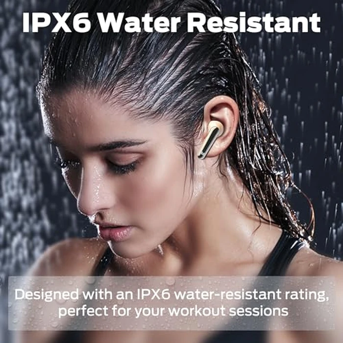 Monster N-Lite 203 AirLinks Wireless Earbuds, Bluetooth 5.3 Hi-Fi Stereo Sound, 30 Hours Playback, Type-C Fast Charging, HD Clear Calls, Touch Control, IPX6 Waterproof in-Ear Headphones (Golden) by Monster - Image 5