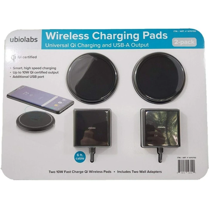 UbioLabs 10W Wireless Charging Pads Universal Qi Charging and USB-A Output (2-Pack) - Black by UbioLabs - Image 3