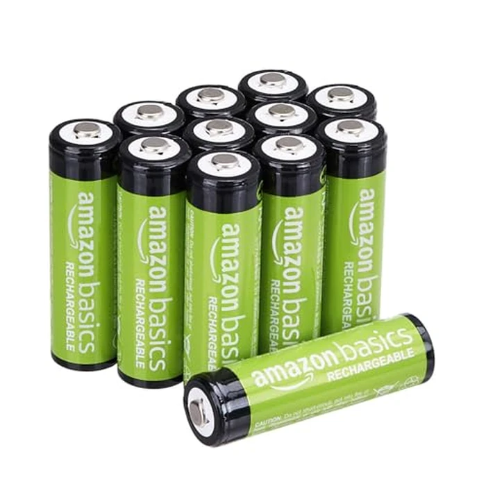 Amazon Basics 12-Count Rechargeable AA NiMH Performance Batteries, 2000 mAh, Recharge up to 1000x Times, Pre-Charged by Amazon Basics - Used - Good condition - CA$18.53