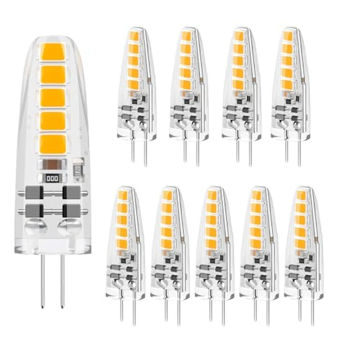 DiCUNO G4 Dimmable LED Light Bulbs, 2W (20W Equivalent), 2700K Warm White, 12V JC Bi-Pin Base, 185lm, for Under Cabinets, Range Hood, Puck Lights, Pack of 10 by DiCUNO - Image 1