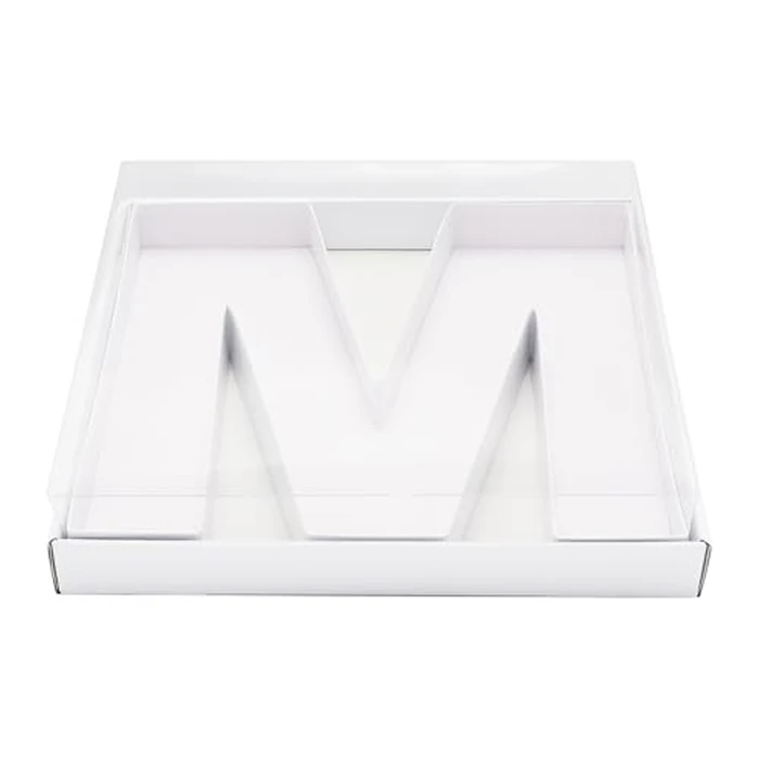 WENPACK 12.5" Cardboard Letter Shaped Mache Charcuterie Strawberries Fillable Sweets Decorative Box with Clear Lid (White, M) by WENPACK - Used - Like New condition