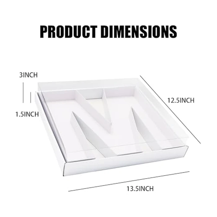 WENPACK 12.5" Cardboard Letter Shaped Mache Charcuterie Strawberries Fillable Sweets Decorative Box with Clear Lid (White, M) by WENPACK - Image 2