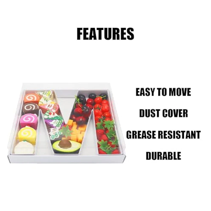 WENPACK 12.5" Cardboard Letter Shaped Mache Charcuterie Strawberries Fillable Sweets Decorative Box with Clear Lid (White, M) by WENPACK - Image 4