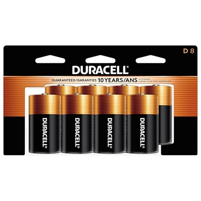 Duracell Coppertop D Batteries, 8 Count (Pack of 1), D Battery with Long-Lasting Power, All-Purpose Alkaline Battery for Household and Office Devices by DURACELL - Used - Very Good condition