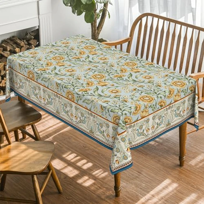 Horaldaily Rustic Rectangular Tablecloth 60x140 Inch, Bird Floral Vintage Washable Table Cover for Party Picnic Dinner Decor by Horaldaily - Image 2