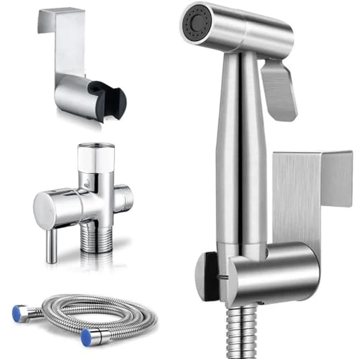Handheld Bidet Sprayer for Toilet, Bidet Toilet Spray, Adjust Water Pressure Stainless Steel Brushed Nickel Bathroom Toilet Jet Spray, Cloth Diaper Bidet Toilet Sprayer for Baby Wash (1) by GetLoveToy - Image 1