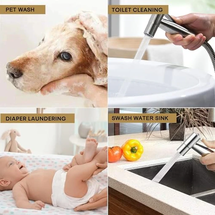 Handheld Bidet Sprayer for Toilet, Bidet Toilet Spray, Adjust Water Pressure Stainless Steel Brushed Nickel Bathroom Toilet Jet Spray, Cloth Diaper Bidet Toilet Sprayer for Baby Wash (1) by GetLoveToy - Image 2
