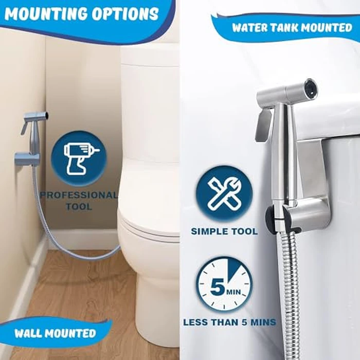 Handheld Bidet Sprayer for Toilet, Bidet Toilet Spray, Adjust Water Pressure Stainless Steel Brushed Nickel Bathroom Toilet Jet Spray, Cloth Diaper Bidet Toilet Sprayer for Baby Wash (1) by GetLoveToy - Image 3