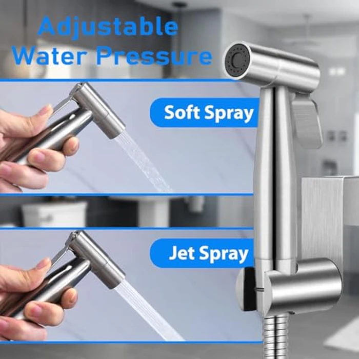 Handheld Bidet Sprayer for Toilet, Bidet Toilet Spray, Adjust Water Pressure Stainless Steel Brushed Nickel Bathroom Toilet Jet Spray, Cloth Diaper Bidet Toilet Sprayer for Baby Wash (1) by GetLoveToy - Image 4