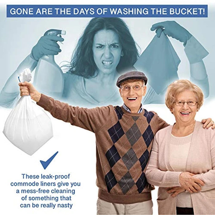 Commode Liners - 100 Strong Portable Commode Toilet Bags - Easy to Use Bedside Commode Liners - Bedside Toilet Potty Liners that Support Dignity of Seniors - No Buckets to Wash - NO Absorbent Pad by Simply Seniors - Image 2