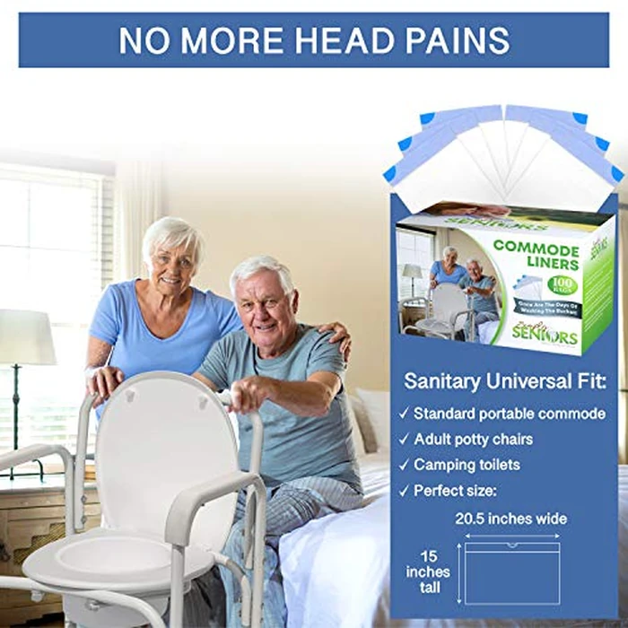 Commode Liners - 100 Strong Portable Commode Toilet Bags - Easy to Use Bedside Commode Liners - Bedside Toilet Potty Liners that Support Dignity of Seniors - No Buckets to Wash - NO Absorbent Pad by Simply Seniors - Image 6