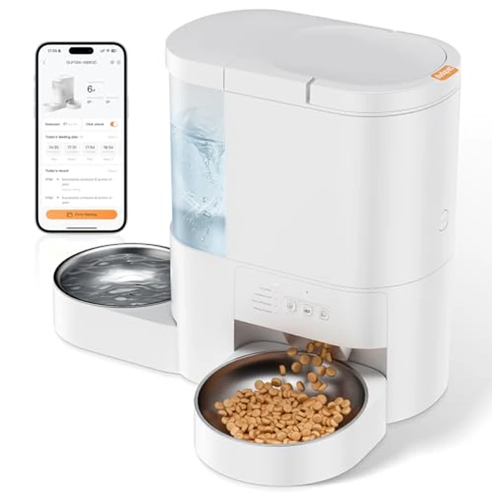 Automatic Cat Feeder and Water, 5G WiFi App Controlled Cat Dry Food Dispenser, 2 in 1 Timed Pet Feeder, 4L Food & 3L Gravity Waterer with Voice Recording, 10 Meals Programmable 1-15 Portion Control by DUDUPET - Image 1