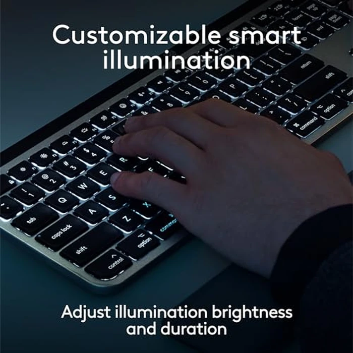 Logitech MX Keys S for Mac, Wireless Keyboard, Fluid, Precise Laptop-Like Typing, Programmable Keys, Backlit, Bluetooth USB C Rechargeable for MacBook Pro, MacBook Air, iMac, iPad - Space Grey by Logitech - Image 3