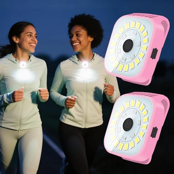 redaica 2 Pack Pink Running Lights for Runners, Running Accessories for Women, Rechargeable Walking Light for Night Walking, Clip On Light Flashlight, LED Safety Light Gear for Hiking Camping Jogging by redaica - Used - Like New condition - US$12.02