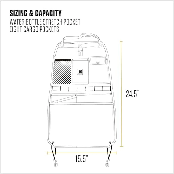 Carhartt Universal Nylon Duck Automotive Seat Back Organizer, Organization for Work and Kids, Black by Carhartt - Image 5