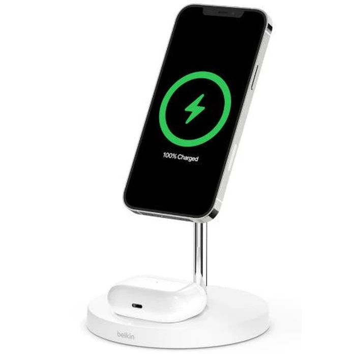 Belkin BOOST↑CHARGE PRO 2-in-1 Wireless Charger Stand with MagSafe 15W - White by Belkin - Image 1