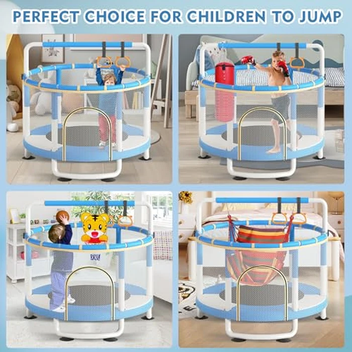 5FT Trampoline for Kids Baby Toddler, 60'' Indoor/Outdoor Kids & Adults Trampoline with Enclosure Net for Boys Girls Christmas Birthday Gifts (Blue) by CLrkualn - Image 5