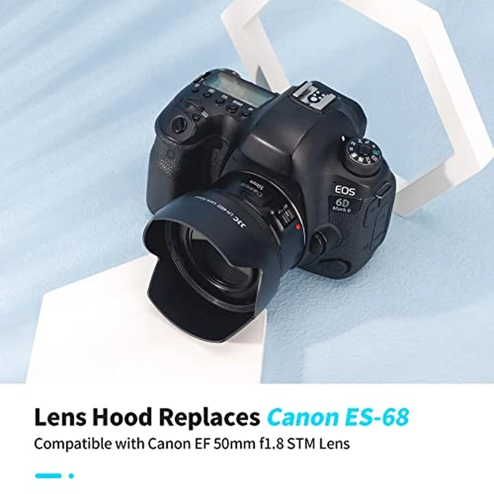 50mm Reversible Lens Hood Shade Fit for Canon EF 50mm f/1.8 STM Lens Replaces Canon ES-68 Hood Tulip Flower Design -Black by Kiwifotos - Image 2