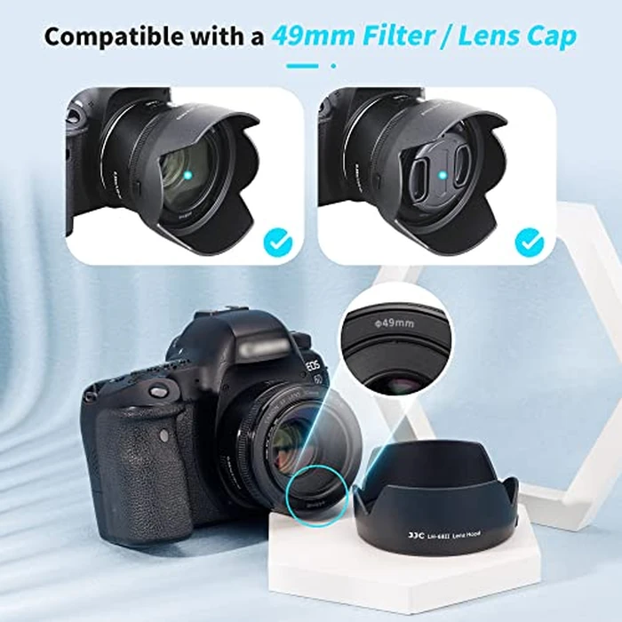 50mm Reversible Lens Hood Shade Fit for Canon EF 50mm f/1.8 STM Lens Replaces Canon ES-68 Hood Tulip Flower Design -Black by Kiwifotos - Image 5