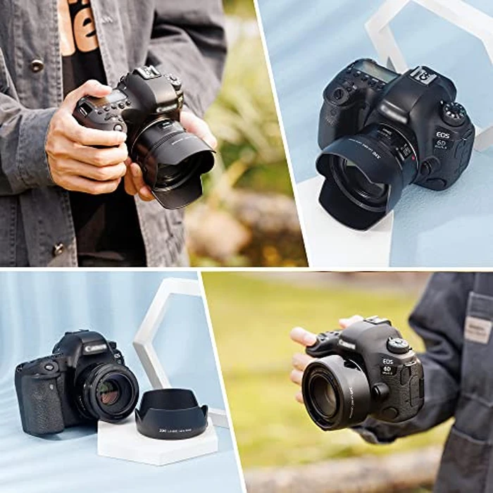 50mm Reversible Lens Hood Shade Fit for Canon EF 50mm f/1.8 STM Lens Replaces Canon ES-68 Hood Tulip Flower Design -Black by Kiwifotos - Image 6