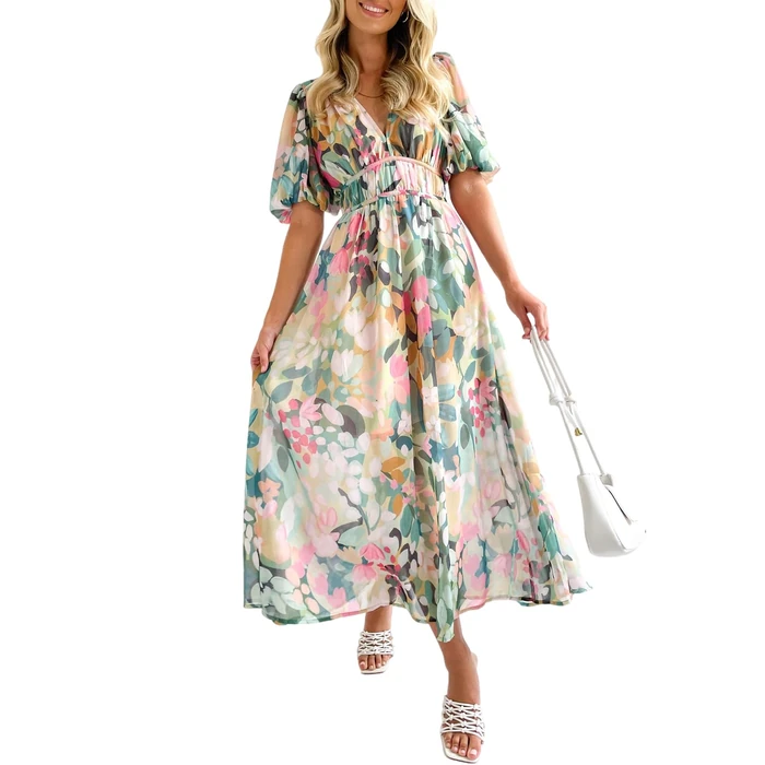 Sissyaki Women's Floral Maxi Dress 2026 Summer Spring Wedding Guest Dress Multi Green-Print S by Sissyaki - Used - Like New condition - US$43.62