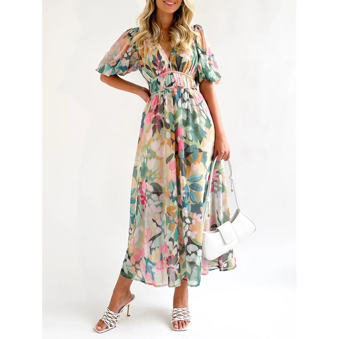 Sissyaki Women's Floral Maxi Dress 2026 Summer Spring Wedding Guest Dress Multi Green-Print S by Sissyaki - Image 3