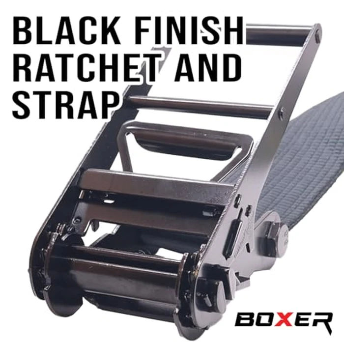 BoxerTool 4" x 1.5 FT. Twin J Hook Ratchet Short End, Heavy Duty 4" Ratchet Buckle, for Flatbed Trucks and Trailers, B/S 16,200 LBS (Black) by Boxer - Image 2
