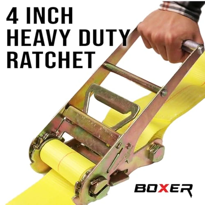 BoxerTool 4" x 1.5 FT. Twin J Hook Ratchet Short End, Heavy Duty 4" Ratchet Buckle, for Flatbed Trucks and Trailers, B/S 16,200 LBS (Black) by Boxer - Image 4