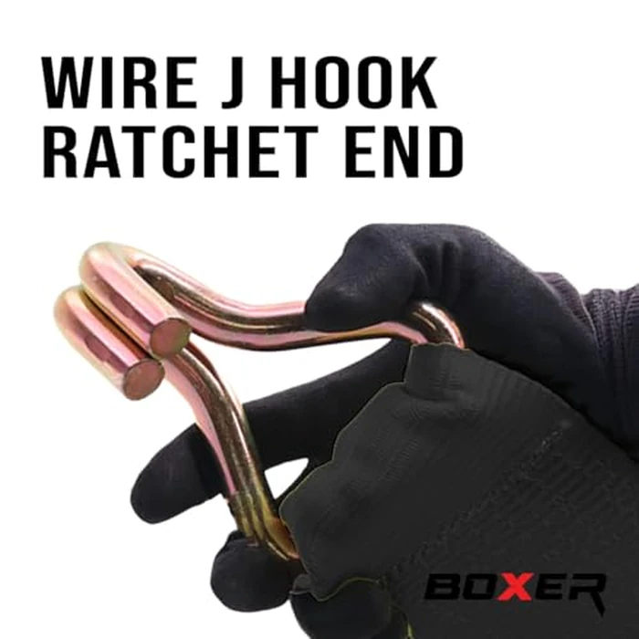 BoxerTool 4" x 1.5 FT. Twin J Hook Ratchet Short End, Heavy Duty 4" Ratchet Buckle, for Flatbed Trucks and Trailers, B/S 16,200 LBS (Black) by Boxer - Image 6