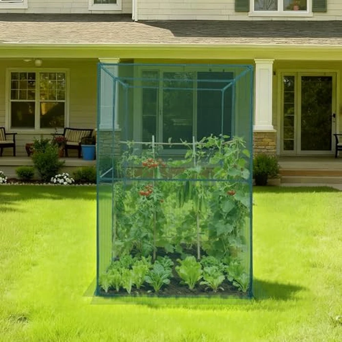 VEVOR Crop Cage, 7.8 x 3.9 x 5.9 ft Plant Protection Tent with Zippered Door, Wind-Resistant Tall Crop Cage, Easy to Install, Outdoor Raised Bed Cover, Tomato Plant Netting for Garden Patio Lawn by VEVOR - Image 2