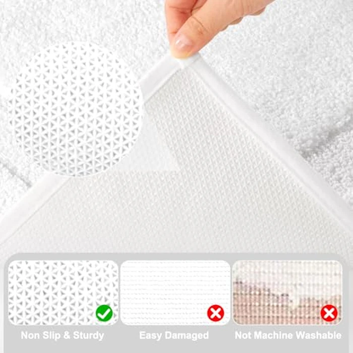 SHACOS White Bathroom Rugs Sets 2 Piece, 20"x32" Non Slip Bath Mat and 20"x24" Toilet Rugs U Shaped Washable, Soft Fluffy Water Absorbent Bath Mat Set of 2 by SHACOS - Image 4