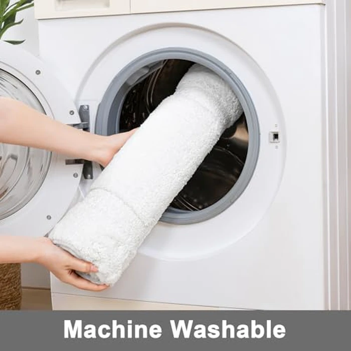 SHACOS White Bathroom Rugs Sets 2 Piece, 20"x32" Non Slip Bath Mat and 20"x24" Toilet Rugs U Shaped Washable, Soft Fluffy Water Absorbent Bath Mat Set of 2 by SHACOS - Image 6