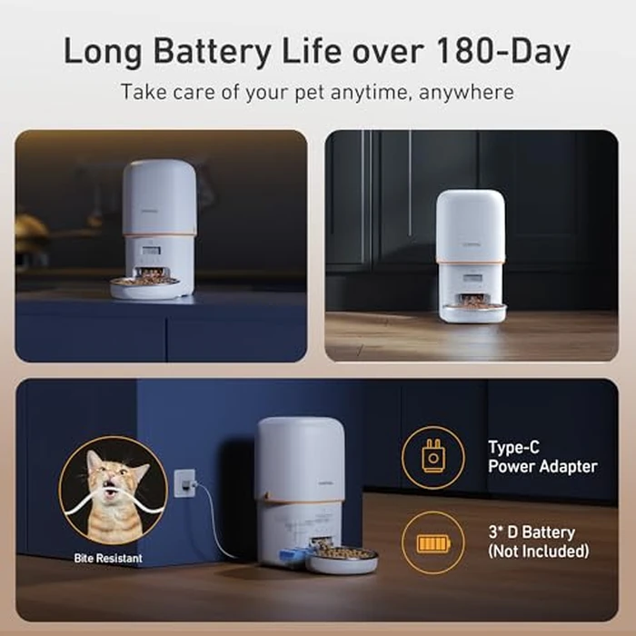 Automatic Cat Feeder - 4L Timed Auto Pet Feeder for Cat and Dog with Dry Food Dispenser, 180-day Battery Life, 1-6 Meals Per Day, 1-16 Portion, Desiccant Bag Keeps Food Fresh by Yuposl - Image 8
