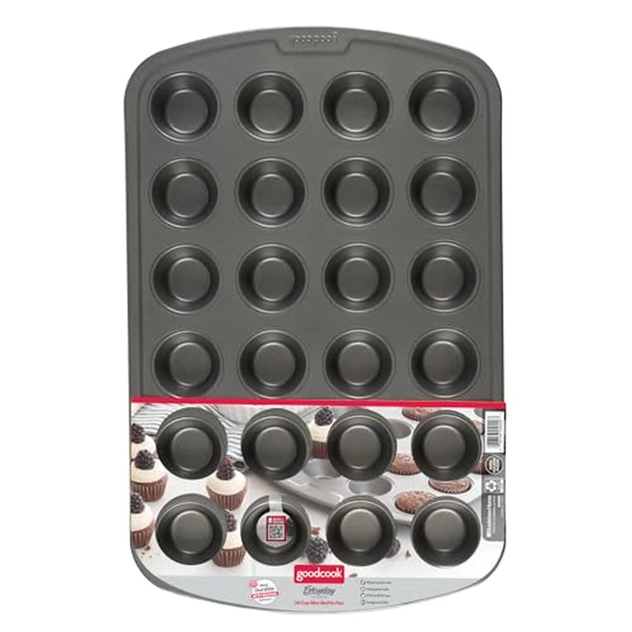GoodCook 04029 Mini Non-Stick Muffin Pan, Steel, 1-7/8 in Dia x 14.6 in L x 9.3 in W x 6.8 in H, Black by GoodCook - Image 3