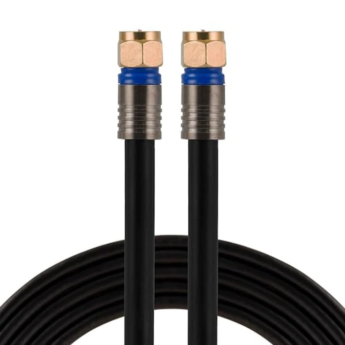 GE RG6 Coaxial Cable, 25 ft. F-Type Connectors, Quad Shielded Coax Cable, 3 GHz Digital, in-Wall Rated, Ideal for TV Antenna, DVR, VCR, Satellite, Cable Box, Home Theater, Black, 33531 by GE - Used - Very Good condition - CA$9.16