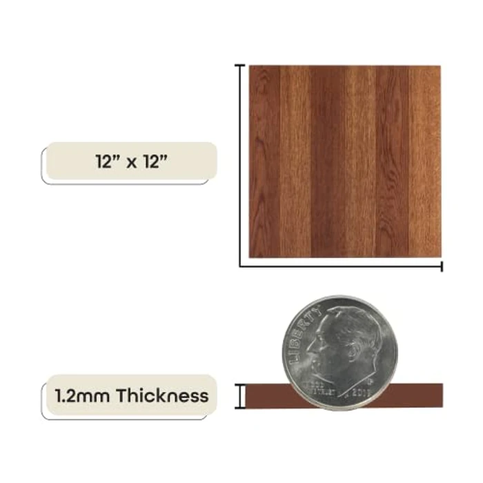Tivoli Self Adhesive Vinyl Floor Tiles, 45 Tiles - 12" x 12", Medium Oak Plank-Look - Peel & Stick, DIY Flooring for Kitchen, Dining Room, Bedrooms, Basements & Bathrooms by Achim Home Decor by ACHIM - Image 4