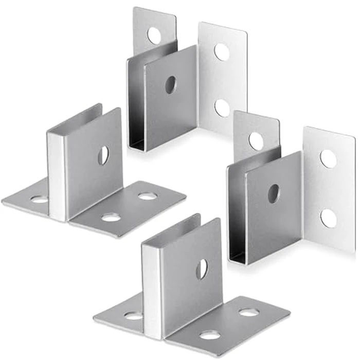 Hicarer 4 Pack U Sign Brackets for 1/4" Material Corners, Street Sign Mounting Bracket, Panel U Bracket Set, for Panel Mounting Substrate Boards Installation, Matte Aluminum (Silver) by Hicarer - Used - Like New condition - US$11.08