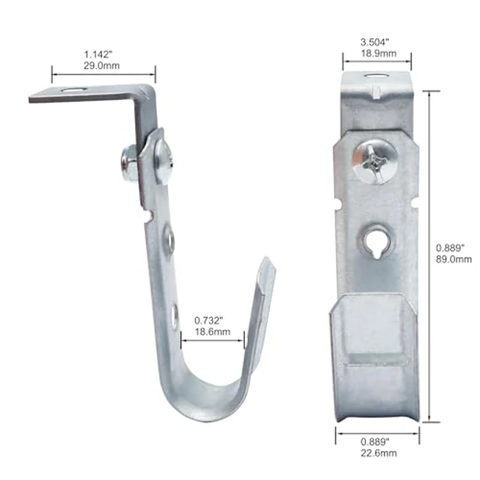 Abeicy 20 Pack 3/4" Heavy Duty J Hooks, Wire Support J-Hook with L Clip for Hanging Cables & Wires Management Mounts to Ceilings Beams by Abeicy - Image 3